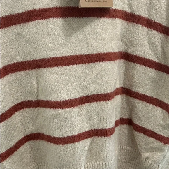 POL Beige and Red Striped Cowl Neck Sweater - Picture 6 of 7